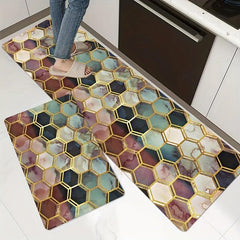 Hexagon Anti Fatigue Kitchen Rug Waterproof Non Slip Runner Rug