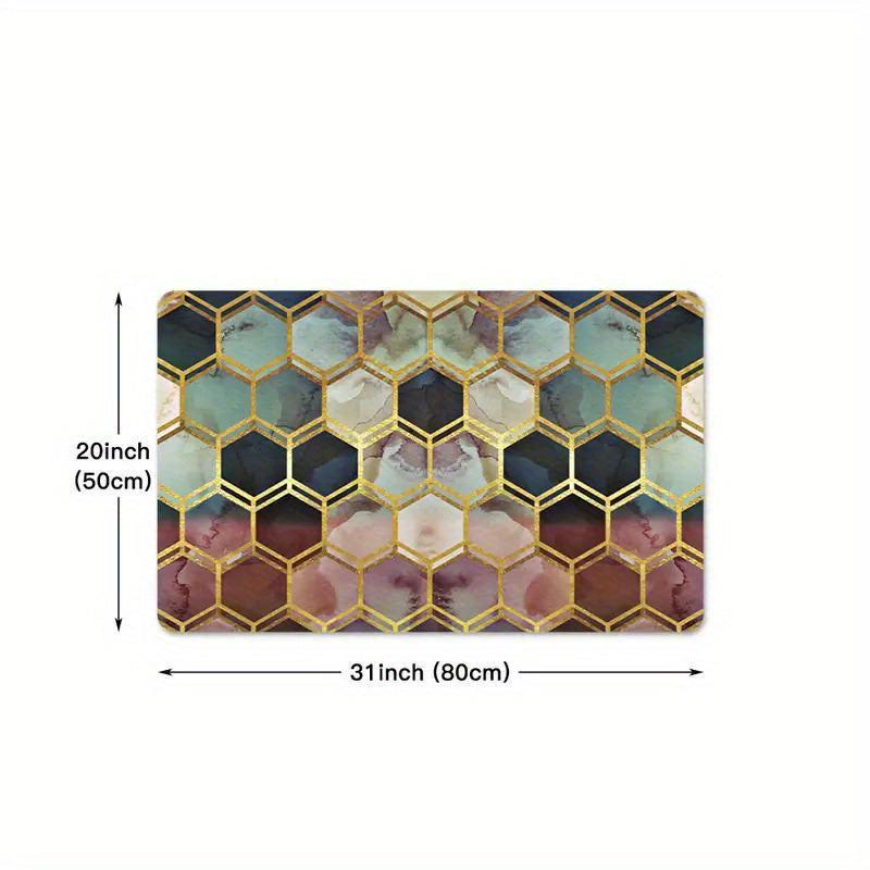 Hexagon Anti Fatigue Kitchen Rug Waterproof Non Slip Runner Rug