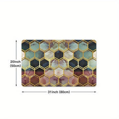 Hexagon Anti Fatigue Kitchen Rug Waterproof Non Slip Runner Rug