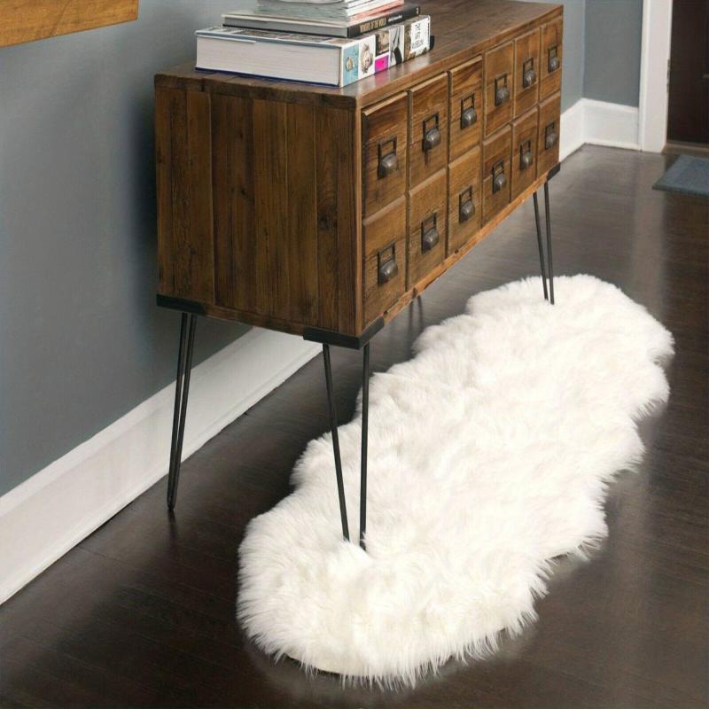 Soft Sheepskin Rug Non Slip Faux Fur Carpet for Bedroom and Living Room