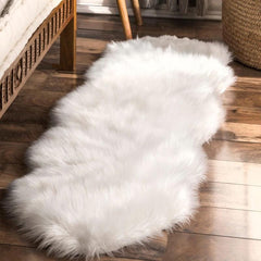 Soft Sheepskin Rug Non Slip Faux Fur Carpet for Bedroom and Living Room