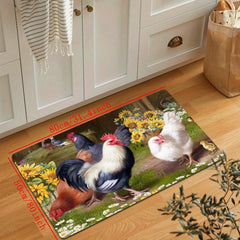 Vintage Rooster Kitchen Floor Mat Soft Waterproof Non-Slip Mat