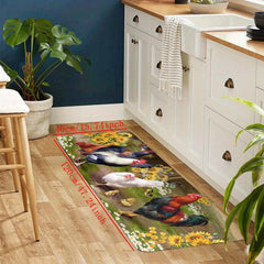 Vintage Rooster Kitchen Floor Mat Soft Waterproof Non-Slip Mat
