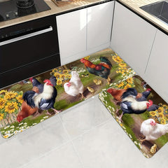 Vintage Rooster Kitchen Floor Mat Soft Waterproof Non-Slip Mat