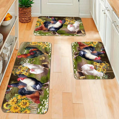 Vintage Rooster Kitchen Floor Mat Soft Waterproof Non-Slip Mat