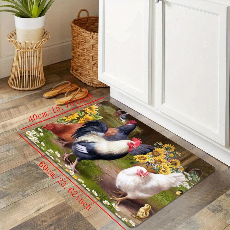 Vintage Rooster Kitchen Floor Mat Soft Waterproof Non-Slip Mat