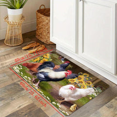 Vintage Rooster Kitchen Floor Mat Soft Waterproof Non-Slip Mat