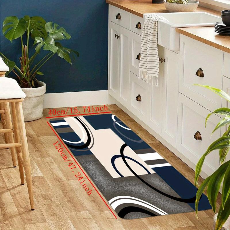 Modern Geometric Kitchen Mat Anti Fatigue Anti Slip Absorbent