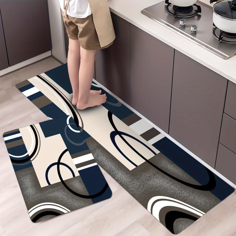 Modern Geometric Kitchen Mat Anti Fatigue Anti Slip Absorbent