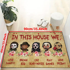 Gothic Horror Movie Character Welcome Mat, Machine Washable
