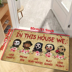 Gothic Horror Movie Character Welcome Mat, Machine Washable