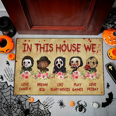 Gothic Horror Movie Character Welcome Mat, Machine Washable