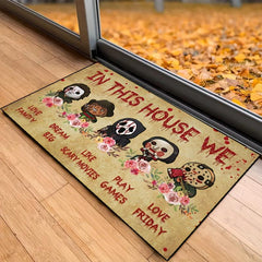 Gothic Horror Movie Character Welcome Mat, Machine Washable