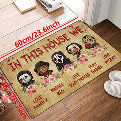 Gothic Horror Movie Character Welcome Mat, Machine Washable