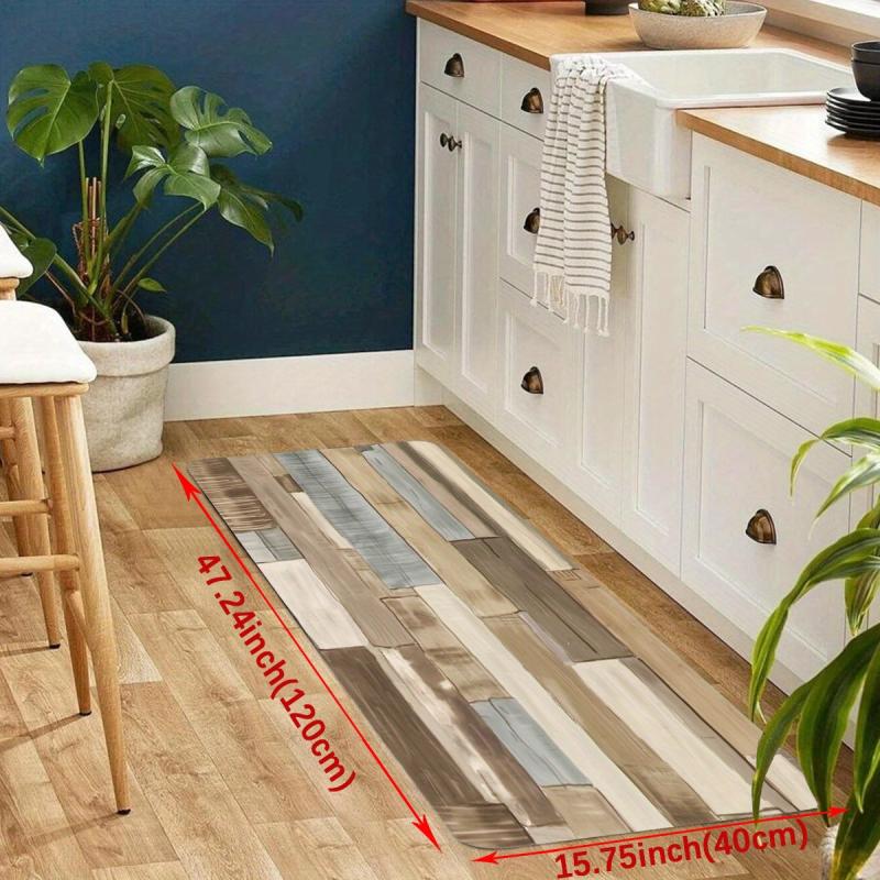 Vintage Wood Anti Fatigue Kitchen Mat - Absorbent Bath Foam Mat