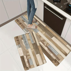 Vintage Wood Anti Fatigue Kitchen Mat - Absorbent Bath Foam Mat