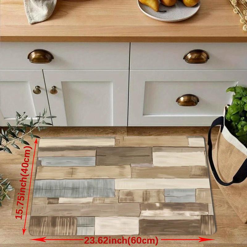 Vintage Wood Anti Fatigue Kitchen Mat - Absorbent Bath Foam Mat