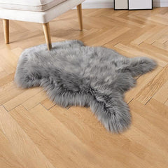 Plush Grey Faux Fur Bedroom Rug Soft and Cozy Household Rug