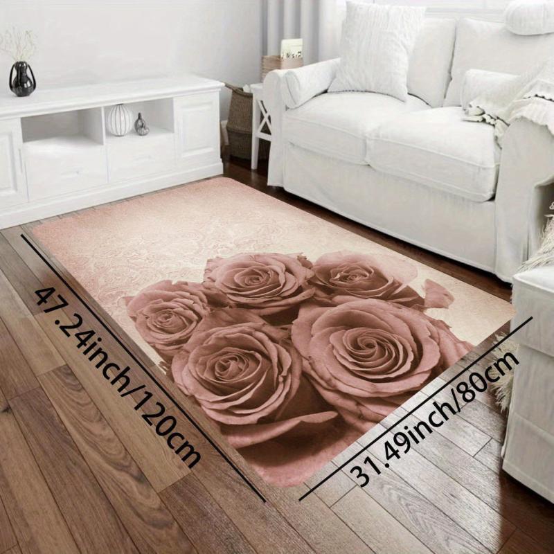 Rose Floral Area Rug Anti-slip Absorbent Doormat Bath Mat