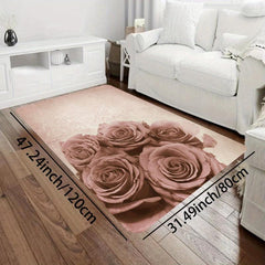 Rose Floral Area Rug Anti-slip Absorbent Doormat Bath Mat