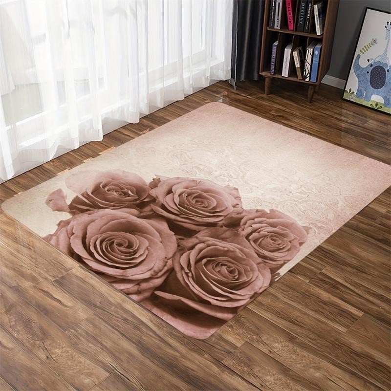 Rose Floral Area Rug Anti-slip Absorbent Doormat Bath Mat