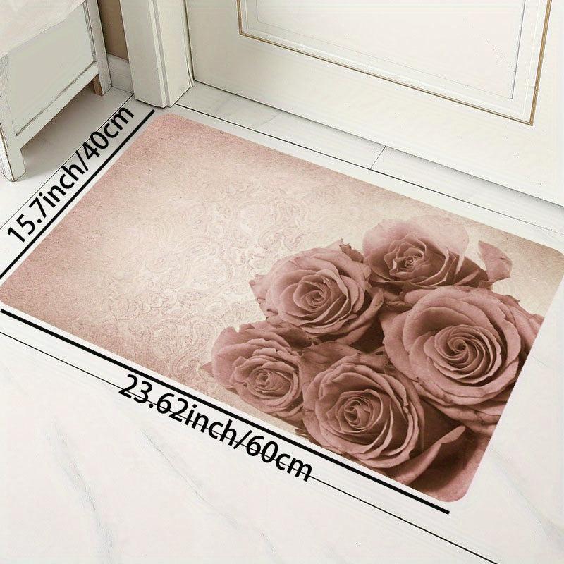 Rose Floral Area Rug Anti-slip Absorbent Doormat Bath Mat