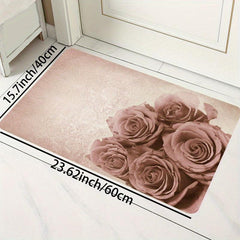 Rose Floral Area Rug Anti-slip Absorbent Doormat Bath Mat