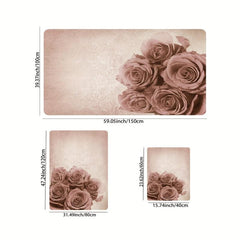 Rose Floral Area Rug Anti-slip Absorbent Doormat Bath Mat