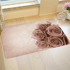 Rose Floral Area Rug Anti-slip Absorbent Doormat Bath Mat