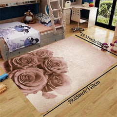 Rose Floral Area Rug Anti-slip Absorbent Doormat Bath Mat