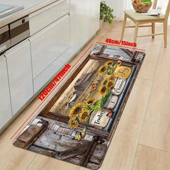 Soft Sunflower Kitchen Rug Absorbent Non Slip Strip for Living Room Bedroom Farm