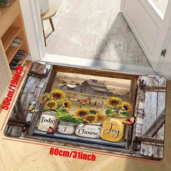 Soft Sunflower Kitchen Rug Absorbent Non Slip Strip for Living Room Bedroom Farm