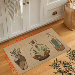 Soft Kitchen Rug Cactus Potted Waterproof Non Slip Kitchen Rugs Set