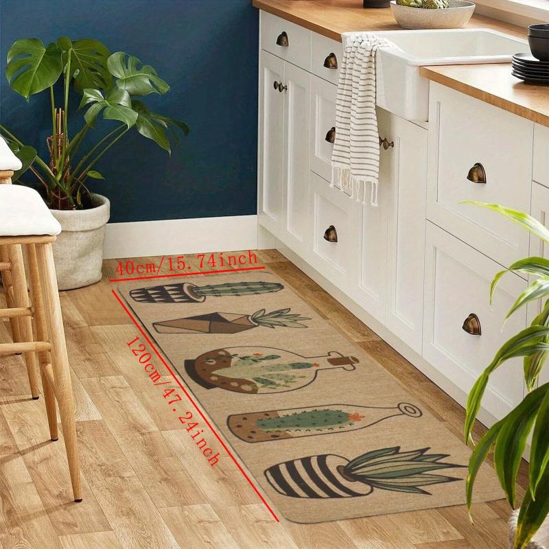 Soft Kitchen Rug Cactus Potted Waterproof Non Slip Kitchen Rugs Set