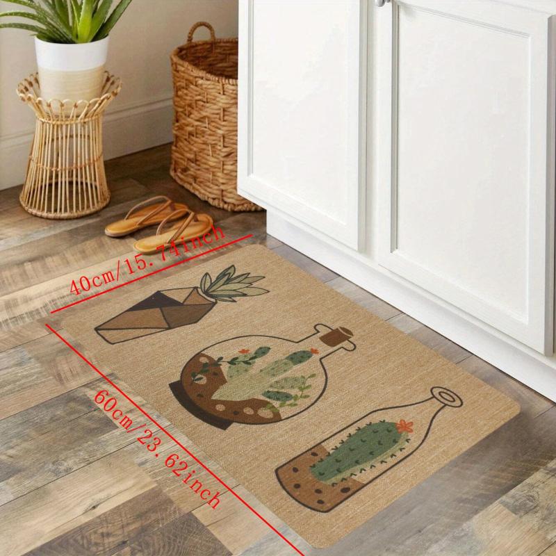 Soft Kitchen Rug Cactus Potted Waterproof Non Slip Kitchen Rugs Set