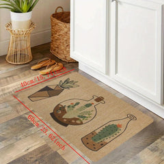 Soft Kitchen Rug Cactus Potted Waterproof Non Slip Kitchen Rugs Set