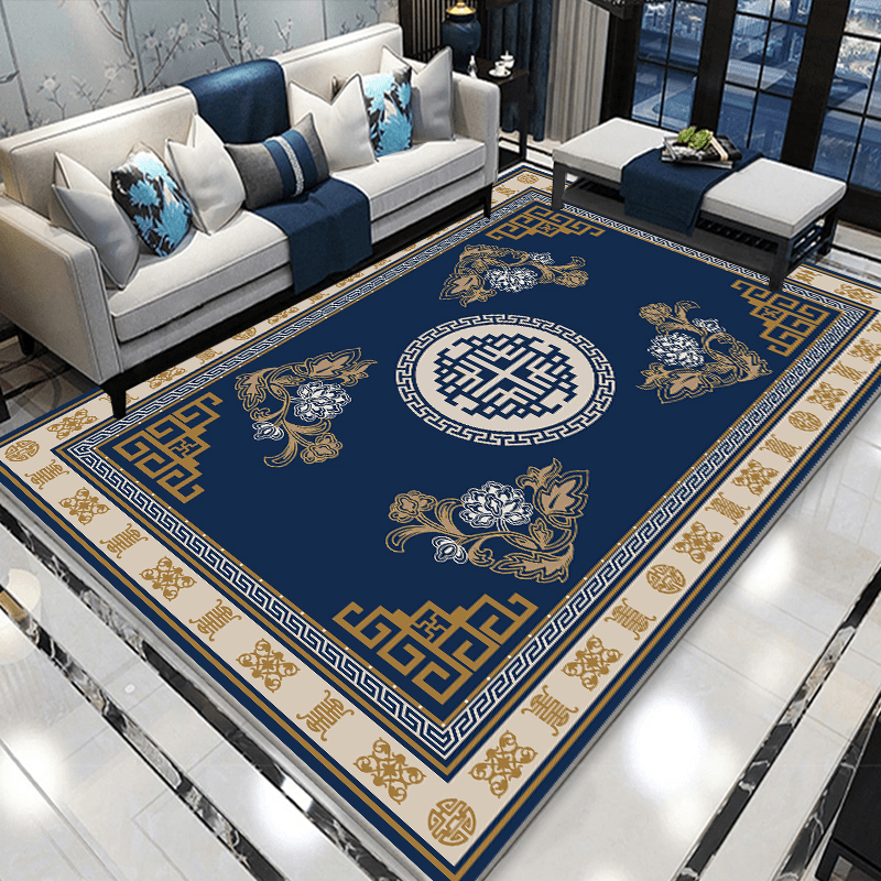 Vintage Oriental Living Room Carpet Plush Mat for Sofa Coffee Table