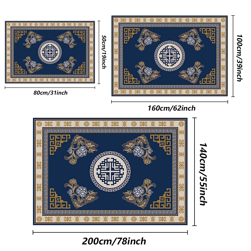 Vintage Oriental Living Room Carpet Plush Mat for Sofa Coffee Table