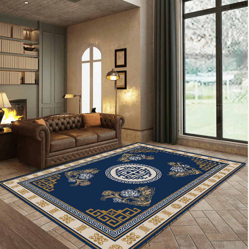 Vintage Oriental Living Room Carpet Plush Mat for Sofa Coffee Table