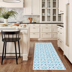 Modern Floral Print Rug - Machine Washable Non Slip Kitchen Laundry Room