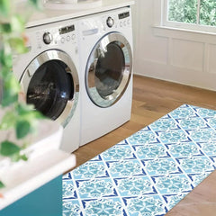 Modern Floral Print Rug - Machine Washable Non Slip Kitchen Laundry Room
