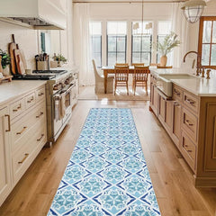 Modern Floral Print Rug - Machine Washable Non Slip Kitchen Laundry Room