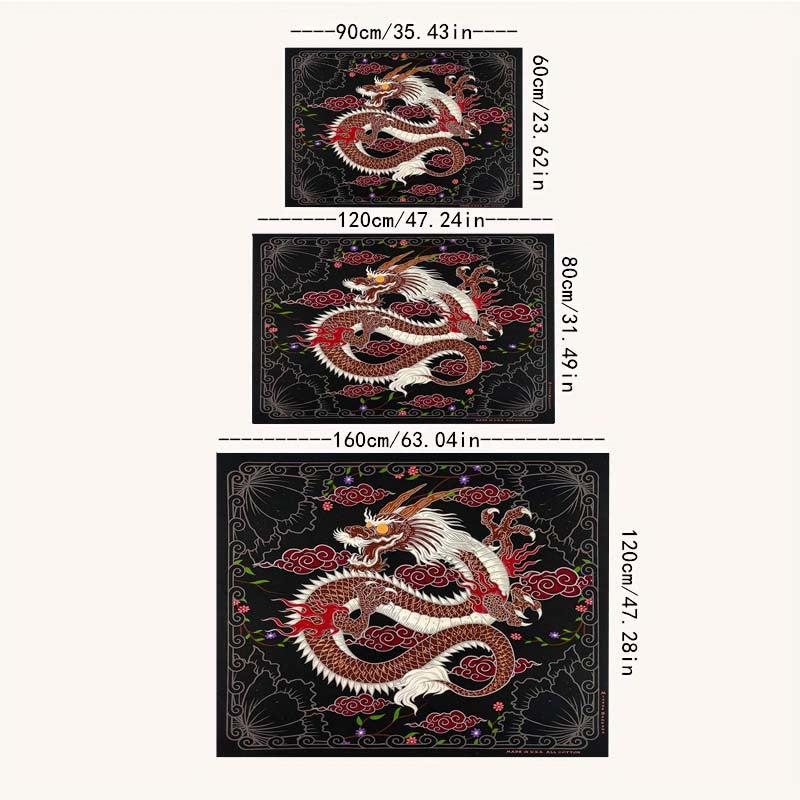 Red Chinese Dragon Pattern Carpet Mat Door Floor Mat Non-slip Living Room Decor