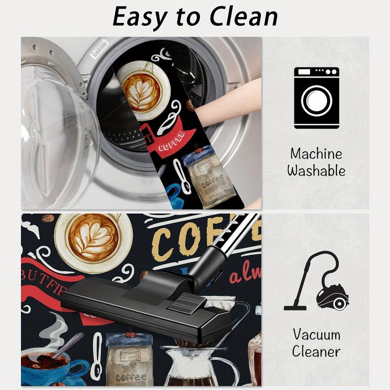 Coffee Utensils Printing Kitchen Floor Mat Non slip Kitchen Floor Rug