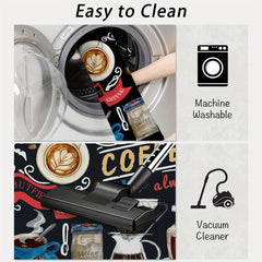 Coffee Utensils Printing Kitchen Floor Mat Non slip Kitchen Floor Rug