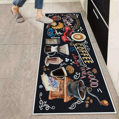 Coffee Utensils Printing Kitchen Floor Mat Non slip Kitchen Floor Rug