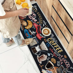 Coffee Utensils Printing Kitchen Floor Mat Non slip Kitchen Floor Rug