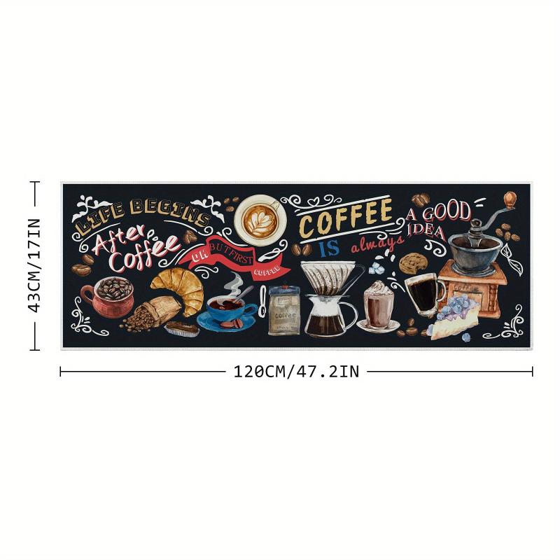 Coffee Utensils Printing Kitchen Floor Mat Non slip Kitchen Floor Rug