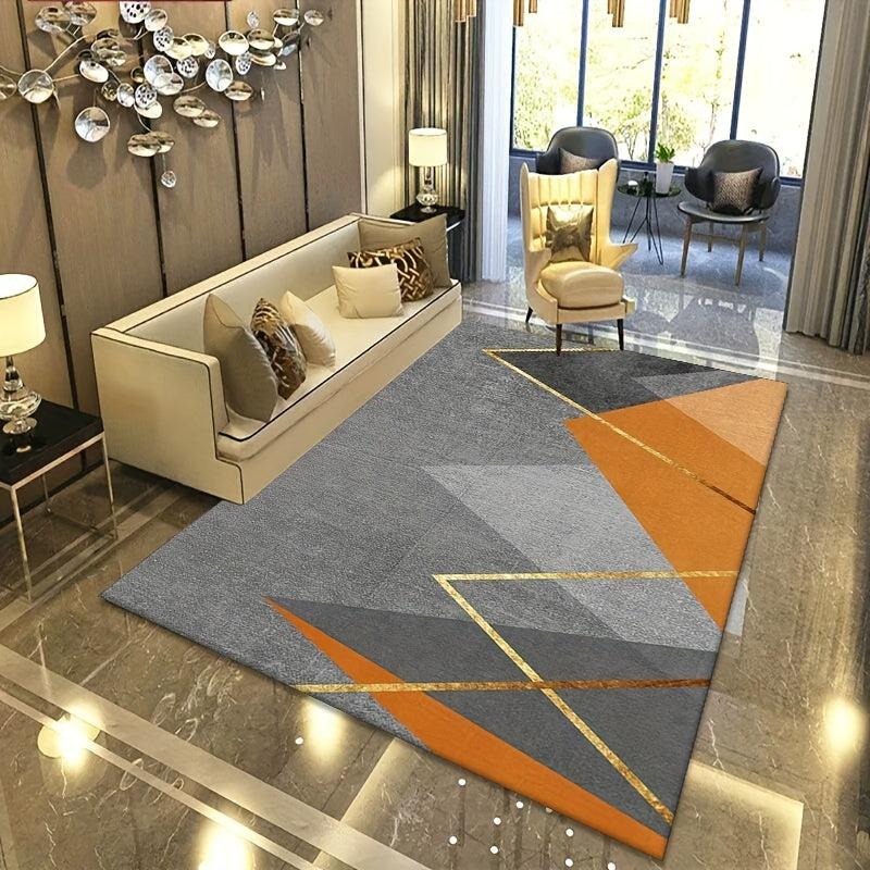 Modern Geometric Area Rug Non Shedding Grey Floor Carpet