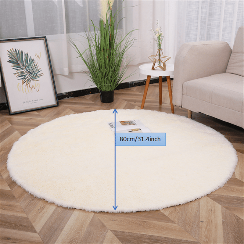 Soft Round Rug for Kids Bedroom Fluffy Carpets Shaggy Rugs Teepee Mat